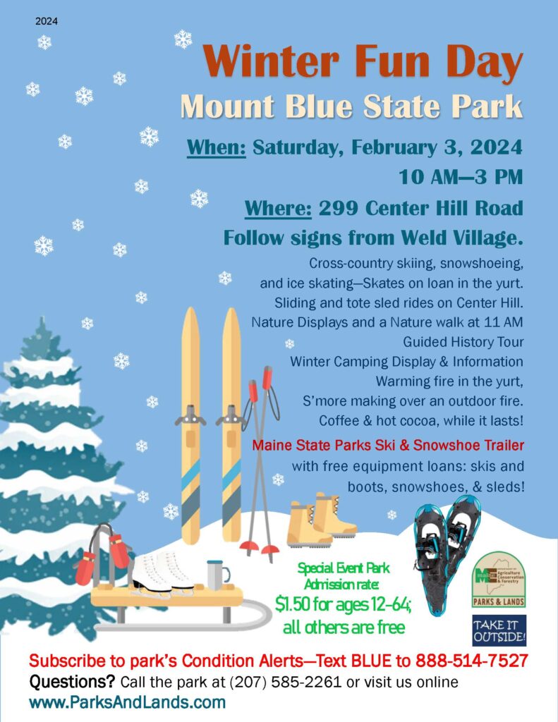 Winter Fun Day at Mt Blue State Park 2024